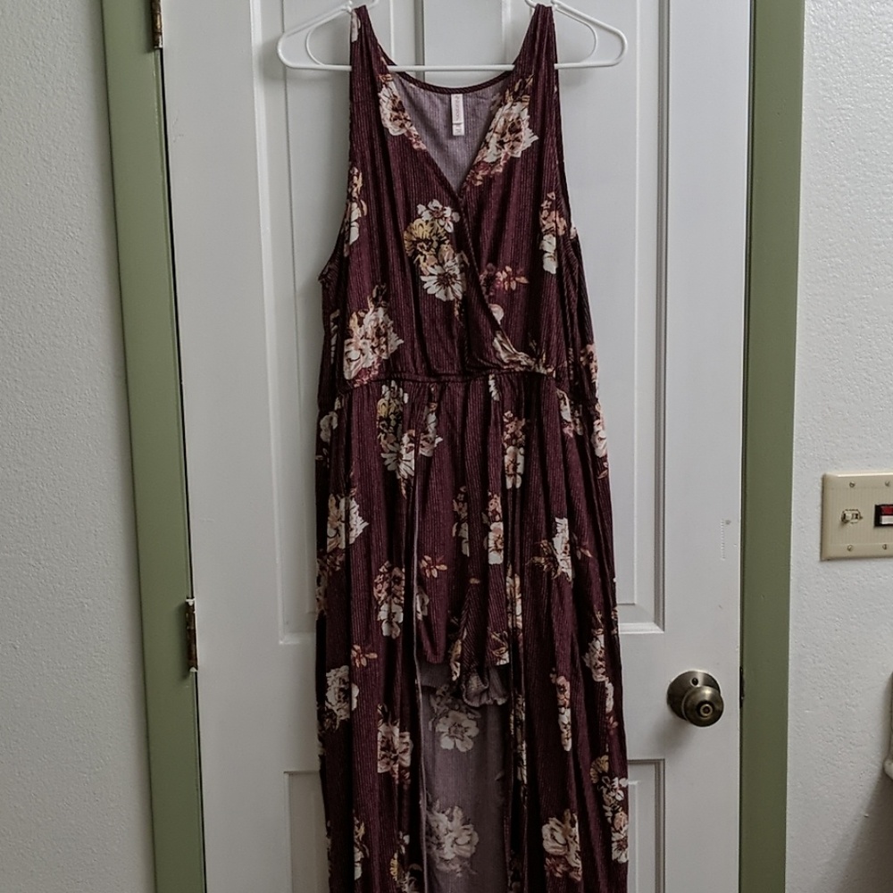 Maroon Floral Maxi Romper